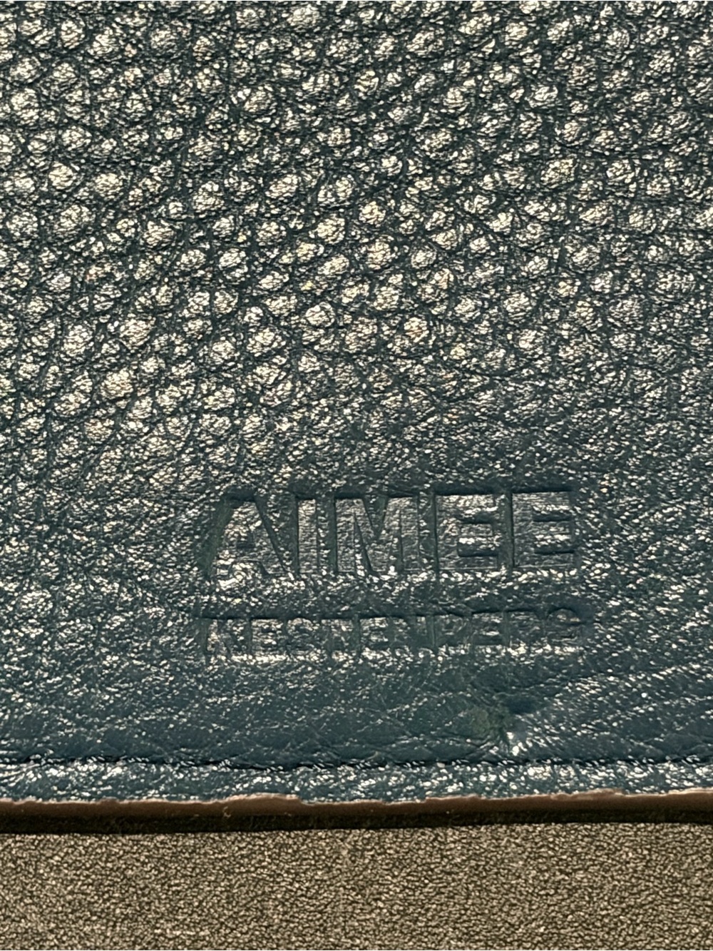 AIMEE KESTENBERG Leather Card Holder Wallet Blue Zip Coin Purse - Picture 3 of 4